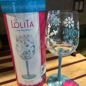 Lolita Snowflake Design Glass"Love My Wine"  new